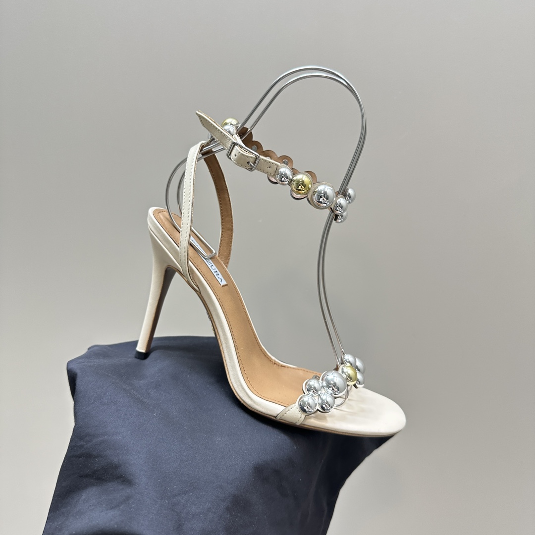 AQUAZURA Gold Pineapple 2024 SS Summer Shoes: Elegant Italian Bellies for Parties. - 图片 7