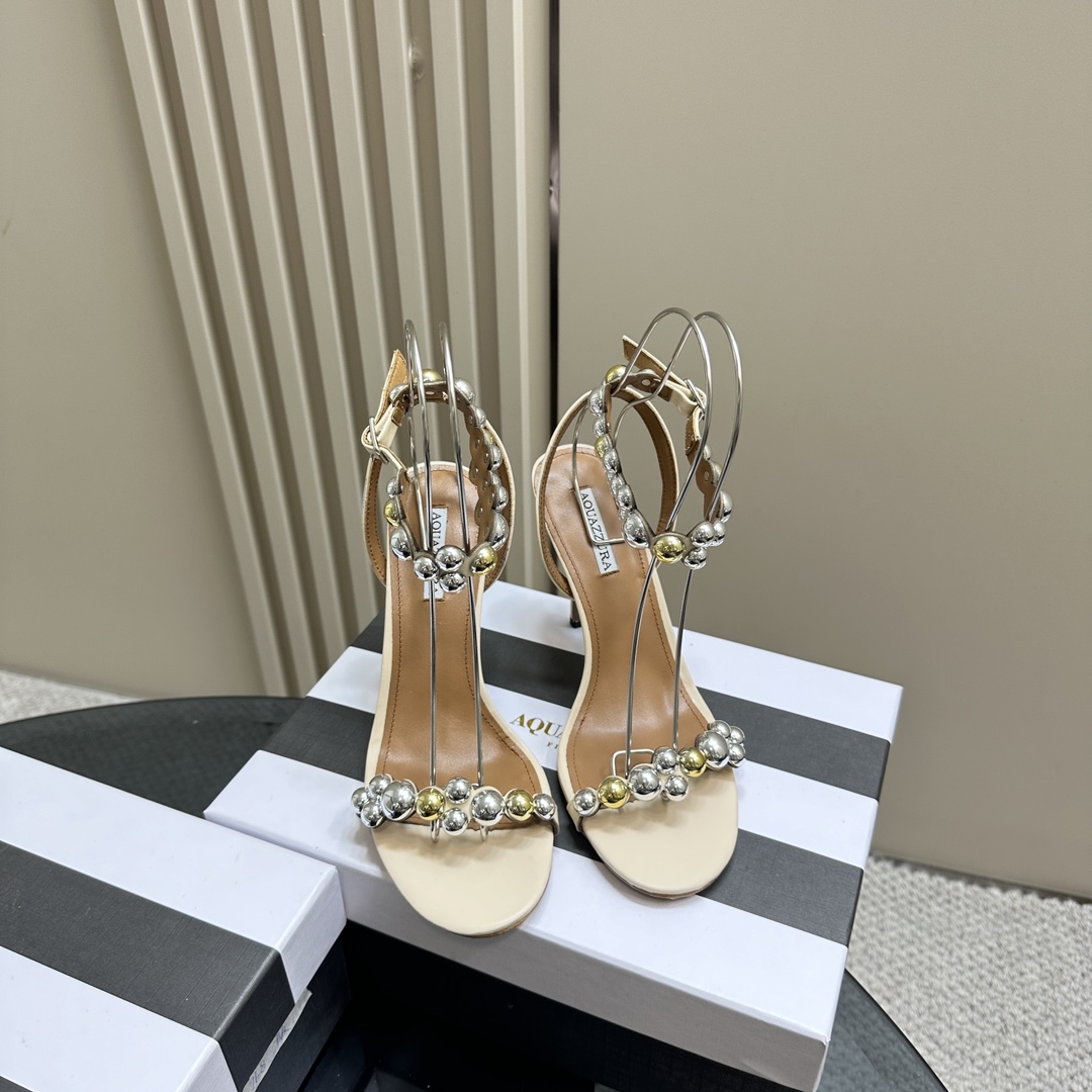 AQUAZURA Gold Pineapple 2024 SS Summer Shoes: Elegant Italian Bellies for Parties. - 图片 4