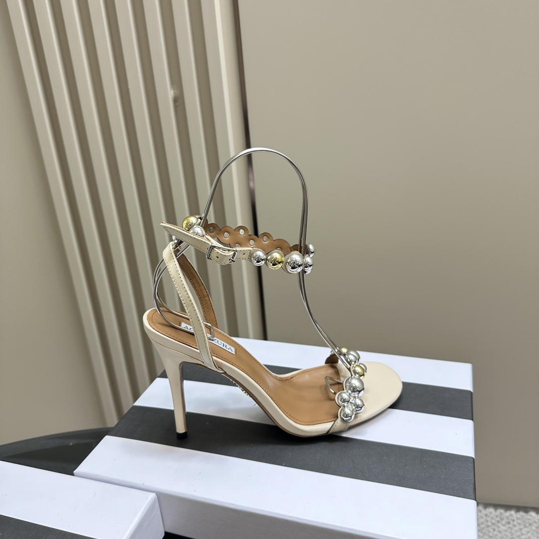 AQUAZURA Gold Pineapple 2024 SS Summer Shoes: Elegant Italian Bellies for Parties. - 图片 6