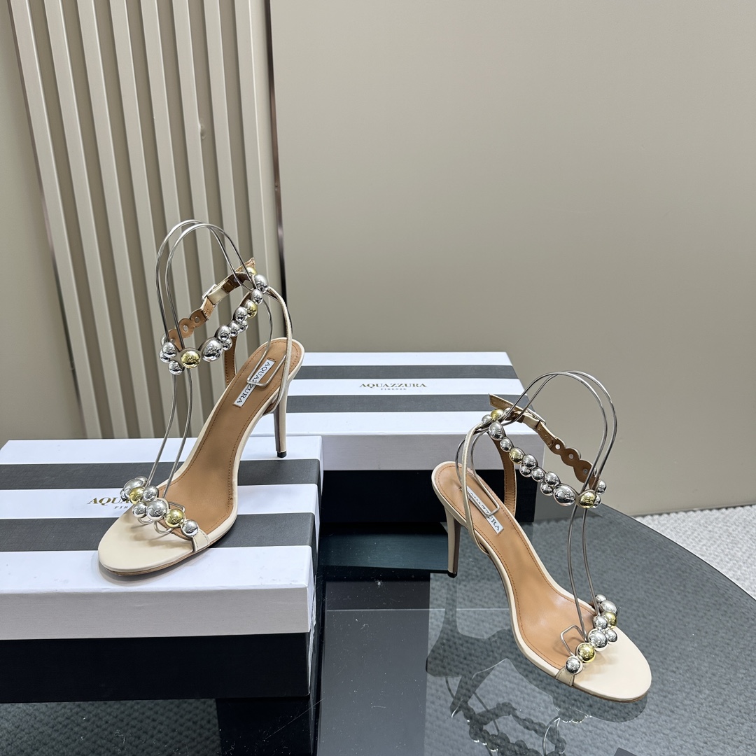 AQUAZURA Gold Pineapple 2024 SS Summer Shoes: Elegant Italian Bellies for Parties. - 图片 5