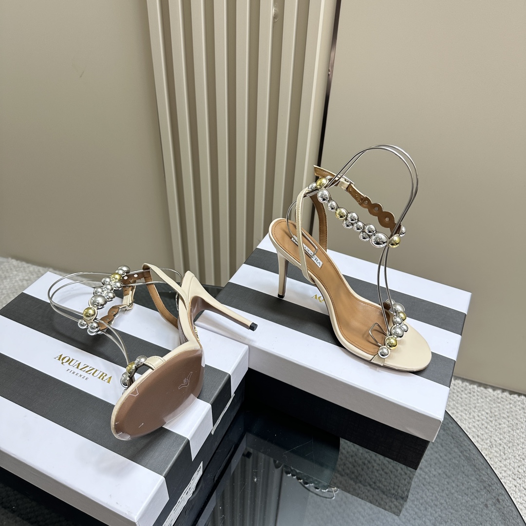 AQUAZURA Gold Pineapple 2024 SS Summer Shoes: Elegant Italian Bellies for Parties. - 图片 2
