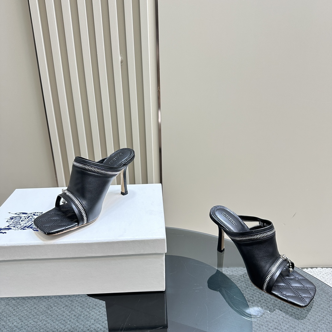 Ms. Burberry SS24 Velvet Sandal Slippers with Zipper Design - 图片 6