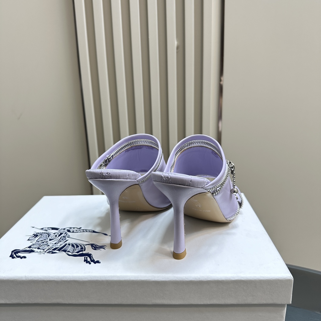 Ms. Burberry SS24 Velvet Sandal Slippers with Zipper Design - 图片 5