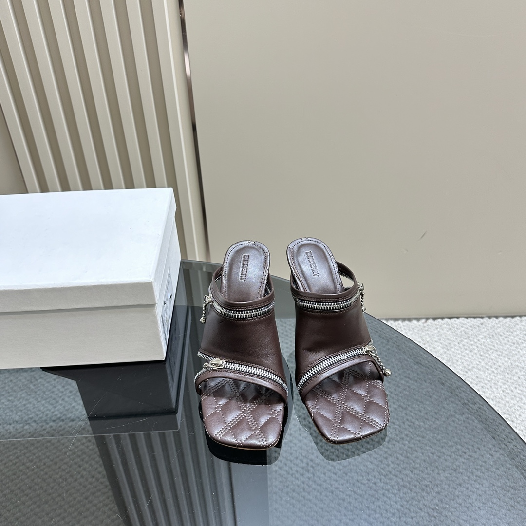 Ms. Burberry SS24 Velvet Sandal Slippers with Zipper Design - 图片 2