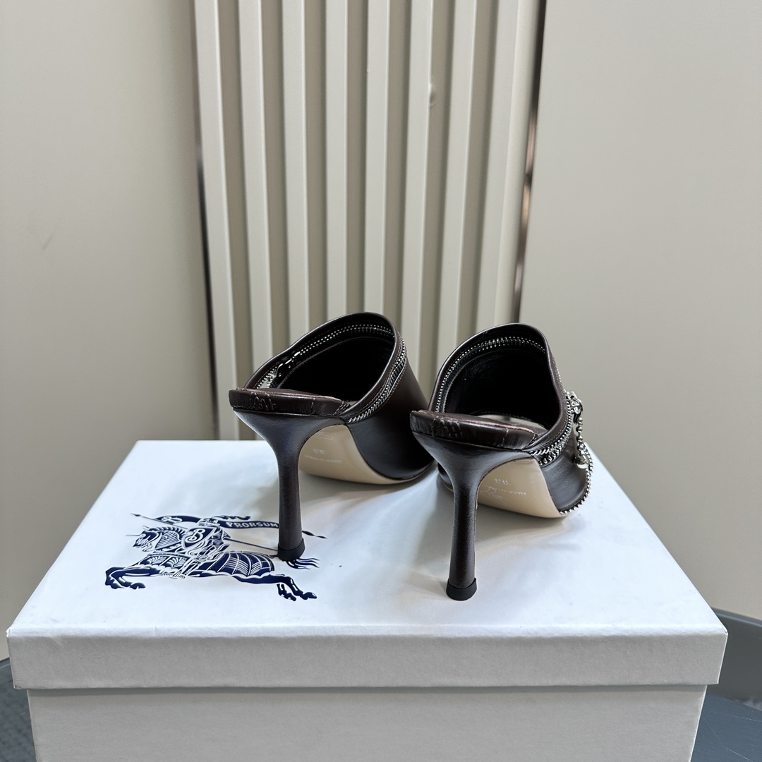 Ms. Burberry SS24 Velvet Sandal Slippers with Zipper Design - 图片 5