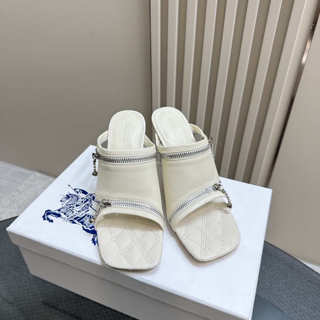 Ms. Burberry SS24 Velvet Sandal Slippers with Zipper Design - 图片 3