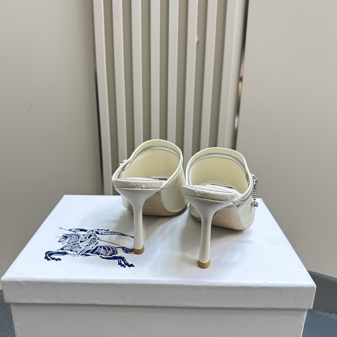 Ms. Burberry SS24 Velvet Sandal Slippers with Zipper Design - 图片 5