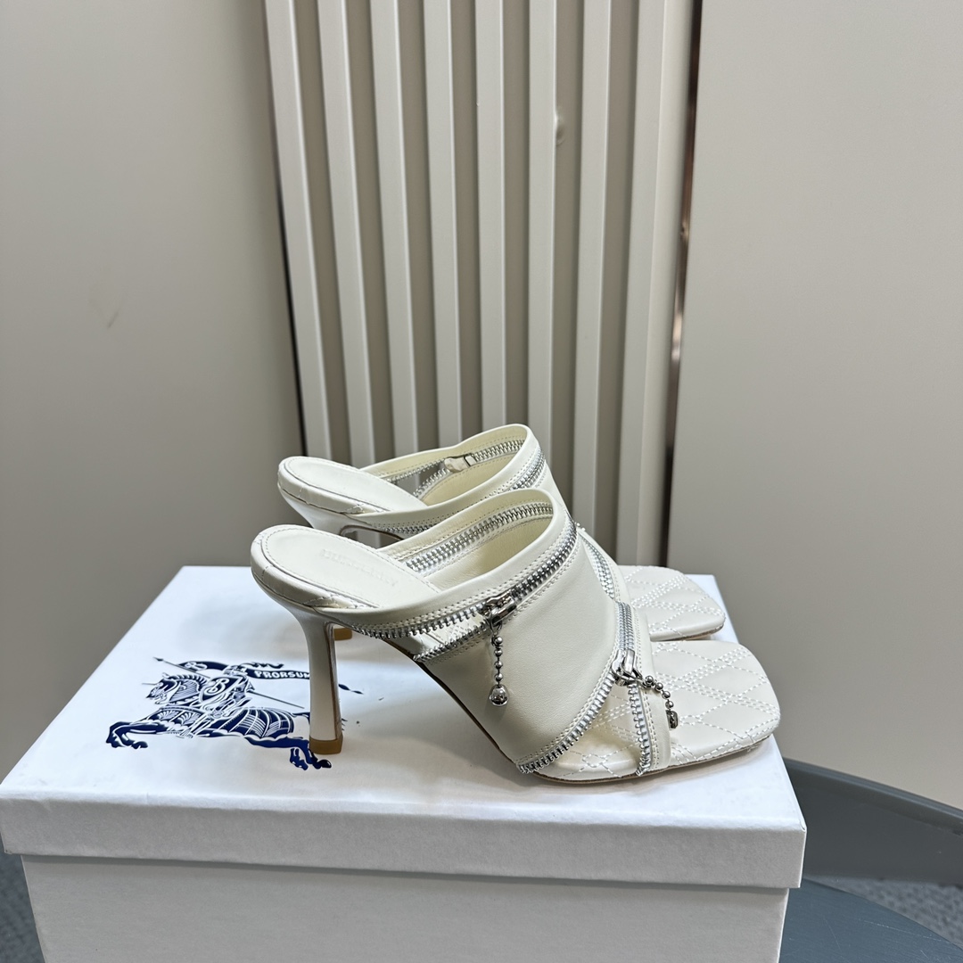 Ms. Burberry SS24 Velvet Sandal Slippers with Zipper Design - 图片 4
