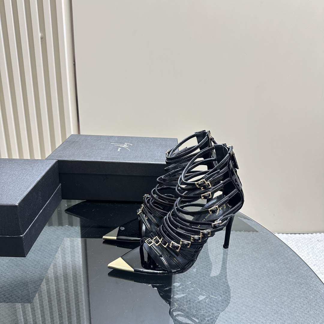Giuseppe Zanotti GZ24S Roman Heels: Imported Real Leather, Sheepskin Interior, Sizes 35-39