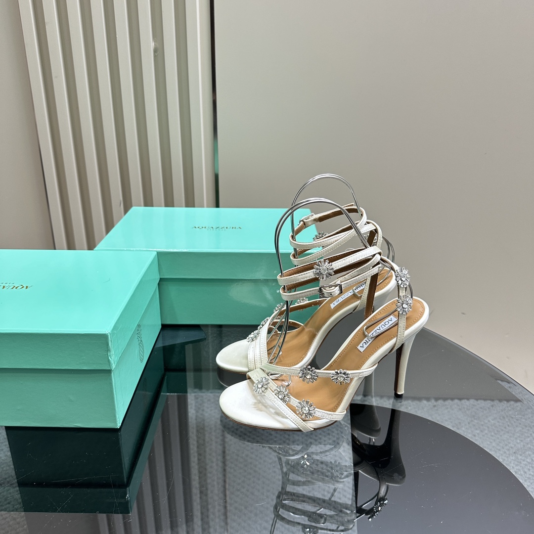 Replica di migliore qualità
 Aquazzura Scarpe con Tacco Alto Sandali Cuoio genuino Seta Collezione estiva Fashion