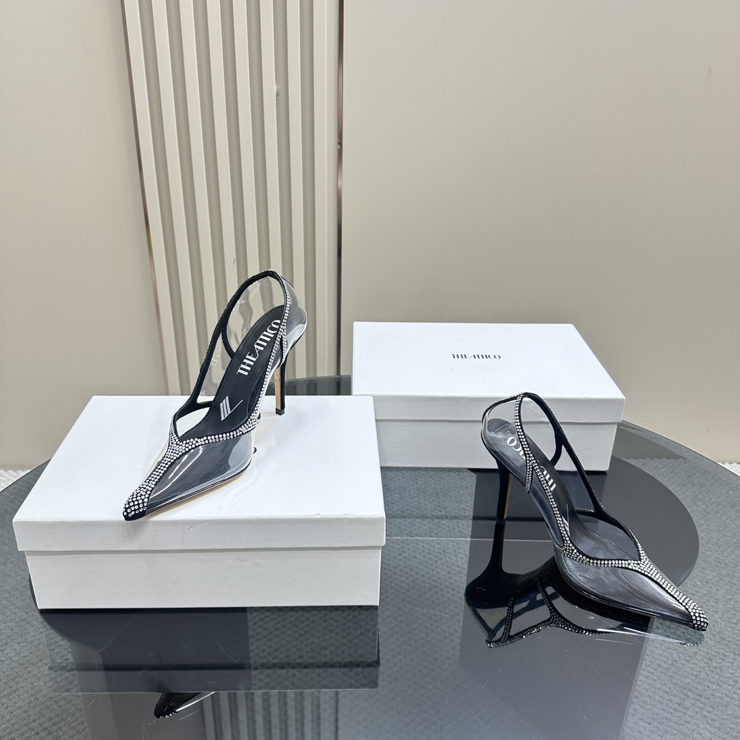 Luxurious Italian-Made Velvet High Heels with Transparent PVC Details – The Attico - 图片 6