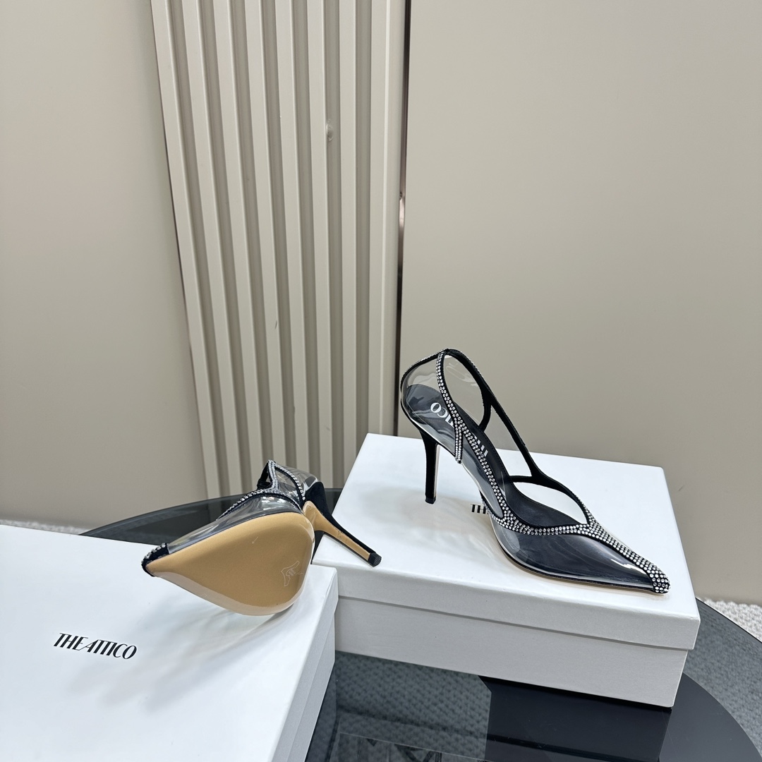 Luxurious Italian-Made Velvet High Heels with Transparent PVC Details – The Attico - 图片 4