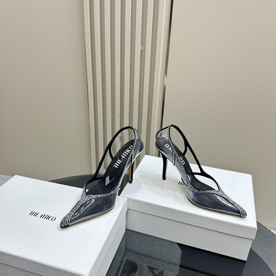 Luxurious Italian-Made Velvet High Heels with Transparent PVC Details – The Attico - 图片 3