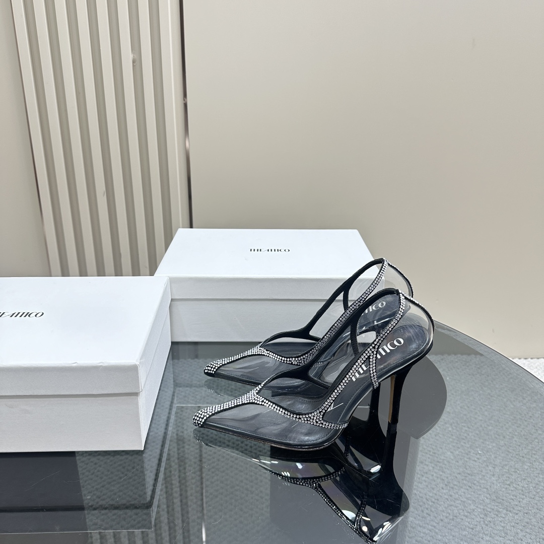 Luxurious Italian-Made Velvet High Heels with Transparent PVC Details – The Attico