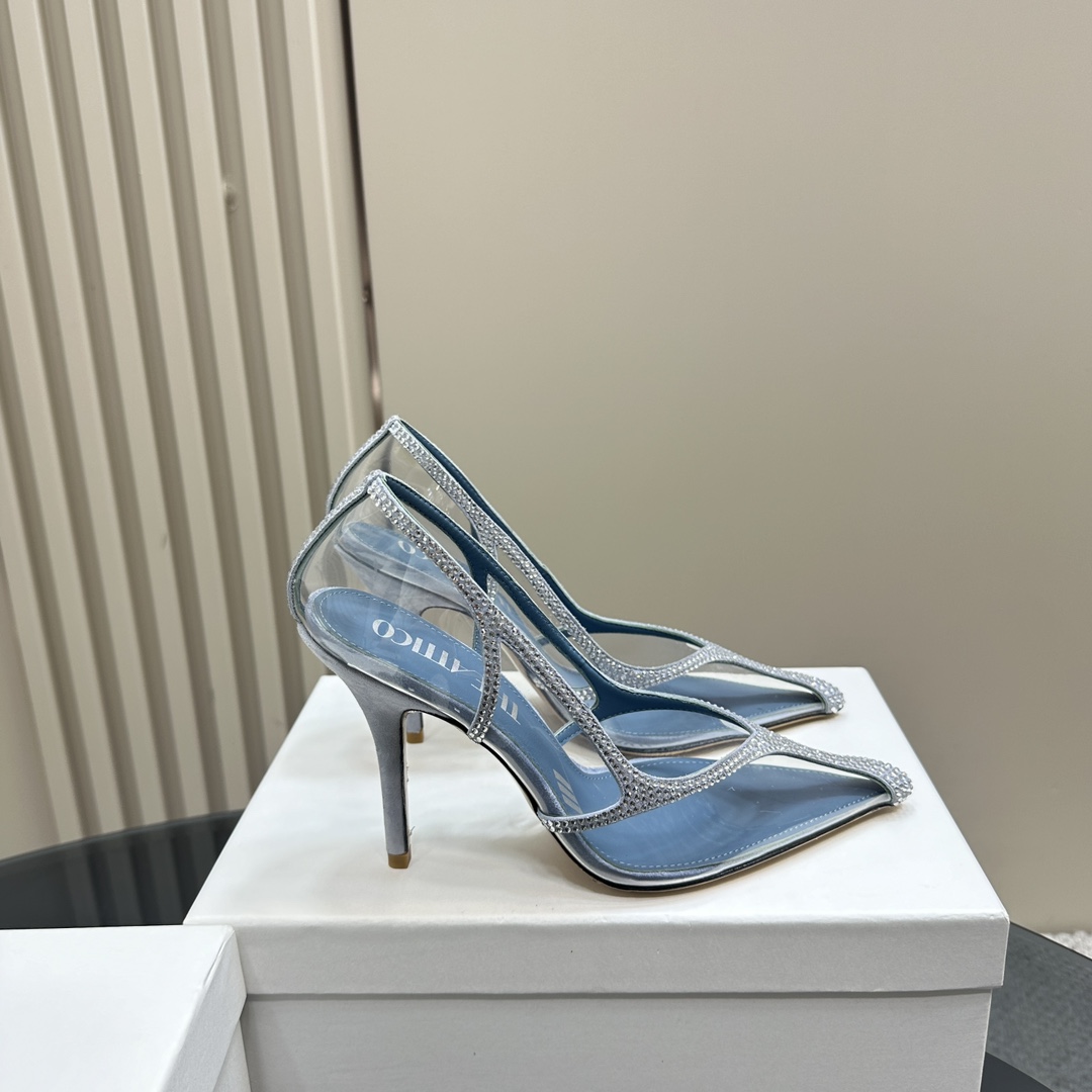 “The Attico Italian High Heels: Velvet, PVC, Transparent Details, 10.5cm Height” - 图片 5