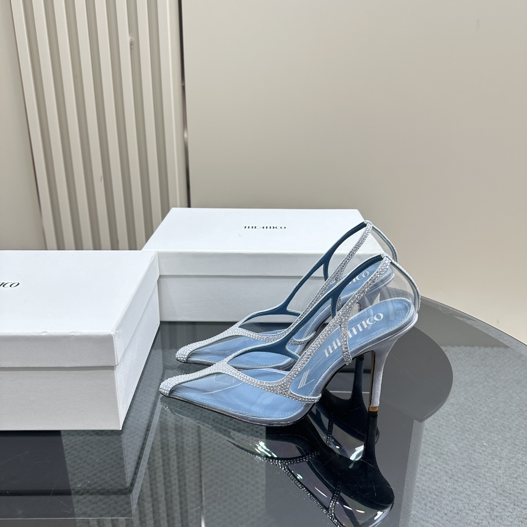 “The Attico Italian High Heels: Velvet, PVC, Transparent Details, 10.5cm Height”
