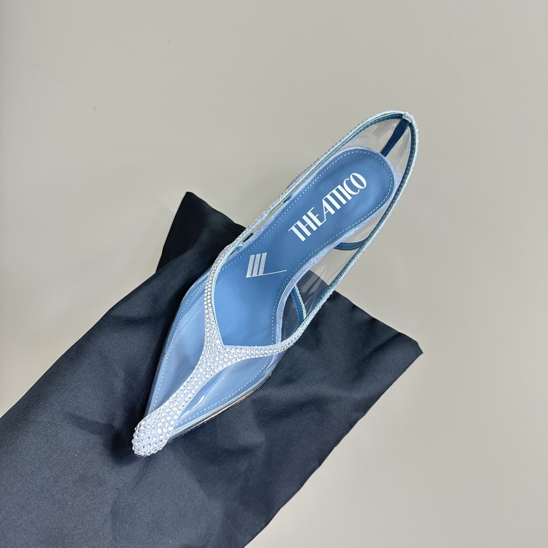 “The Attico Italian High Heels: Velvet, PVC, Transparent Details, 10.5cm Height” - 图片 8