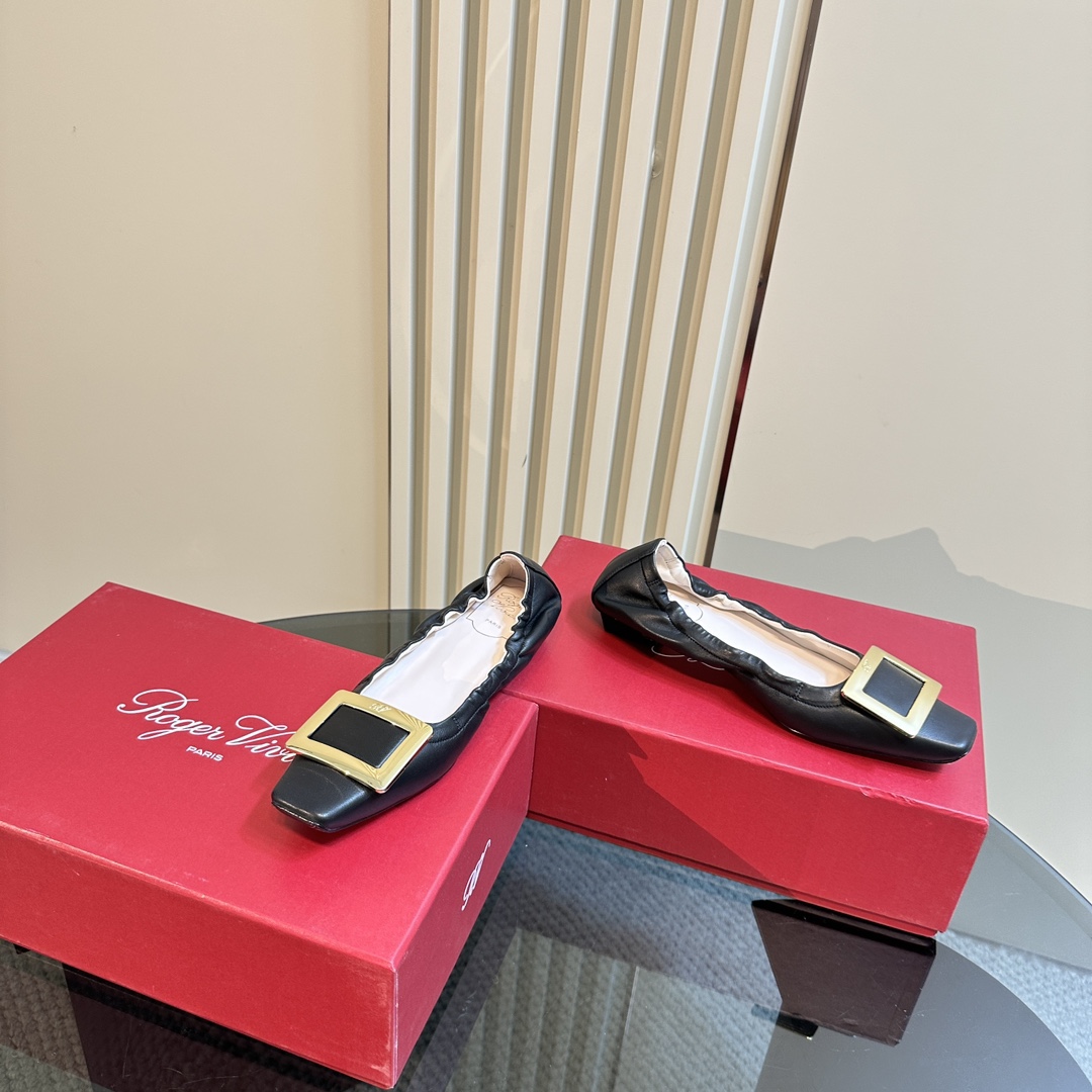 Roger Vivier RV Classic Ballet Shoes: Luxurious Sheepskin, Lightweight, Imported Italian Leather, Sizes 35-39 - 图片 3