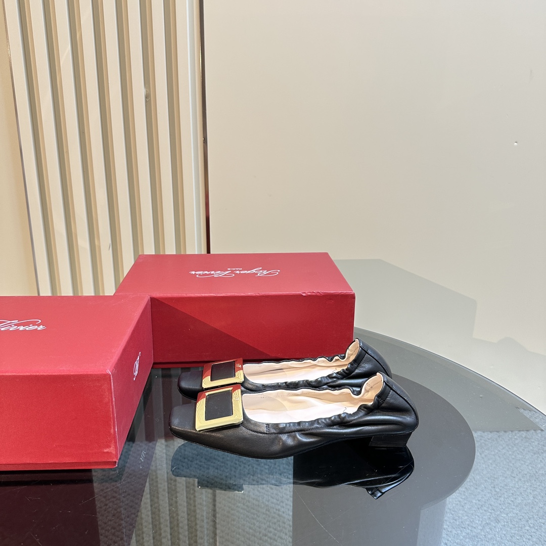 Roger Vivier RV Classic Ballet Shoes: Luxurious Sheepskin, Lightweight, Imported Italian Leather, Sizes 35-39