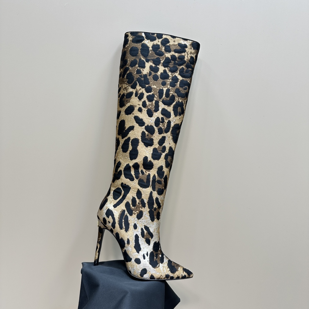 Dolce & Gabbana Panther Knee Boots: Brown, Original Fabric, Sheepskin, Full Skin. - 图片 6