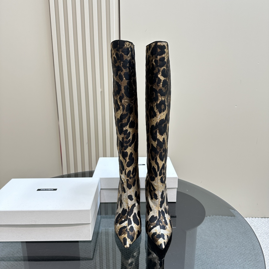 Dolce & Gabbana Panther Knee Boots: Brown, Original Fabric, Sheepskin, Full Skin. - 图片 2