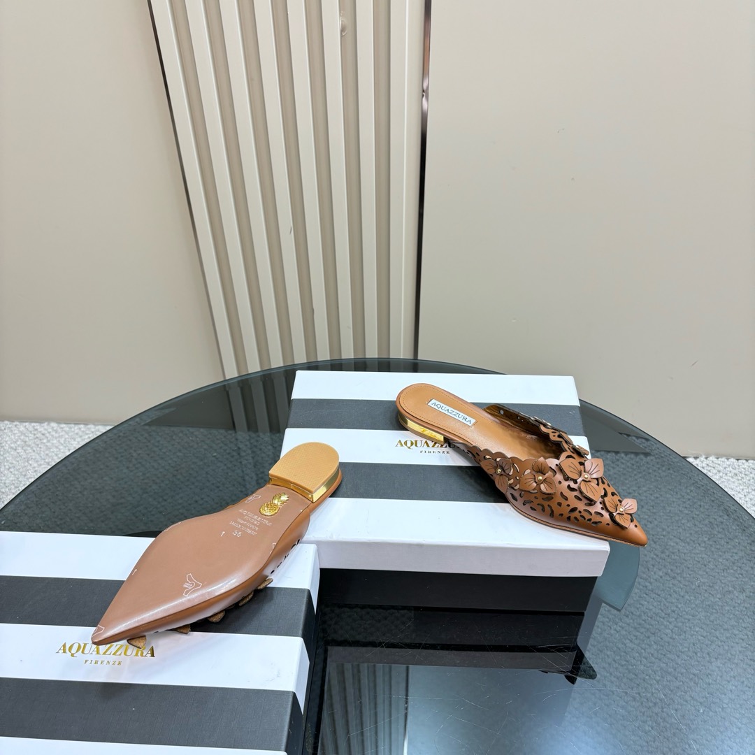 AQUAZURA Gold Pineapple 2025SS Summer Flats: Italian Crafted, Royal Design, Party-Ready. - 图片 4
