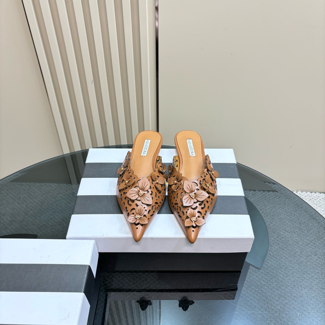 AQUAZURA Gold Pineapple 2025SS Summer Flats: Italian Crafted, Royal Design, Party-Ready. - 图片 2