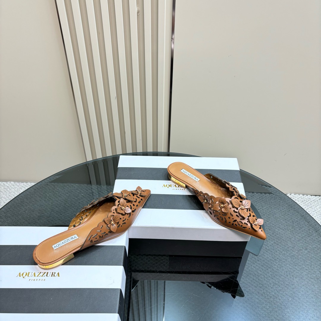 AQUAZURA Gold Pineapple 2025SS Summer Flats: Italian Crafted, Royal Design, Party-Ready. - 图片 6