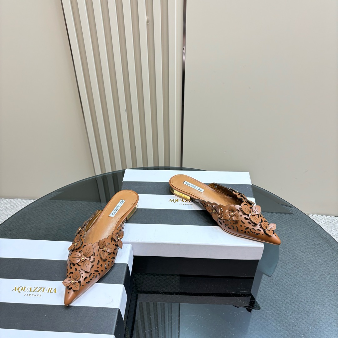 AQUAZURA Gold Pineapple 2025SS Summer Flats: Italian Crafted, Royal Design, Party-Ready. - 图片 3