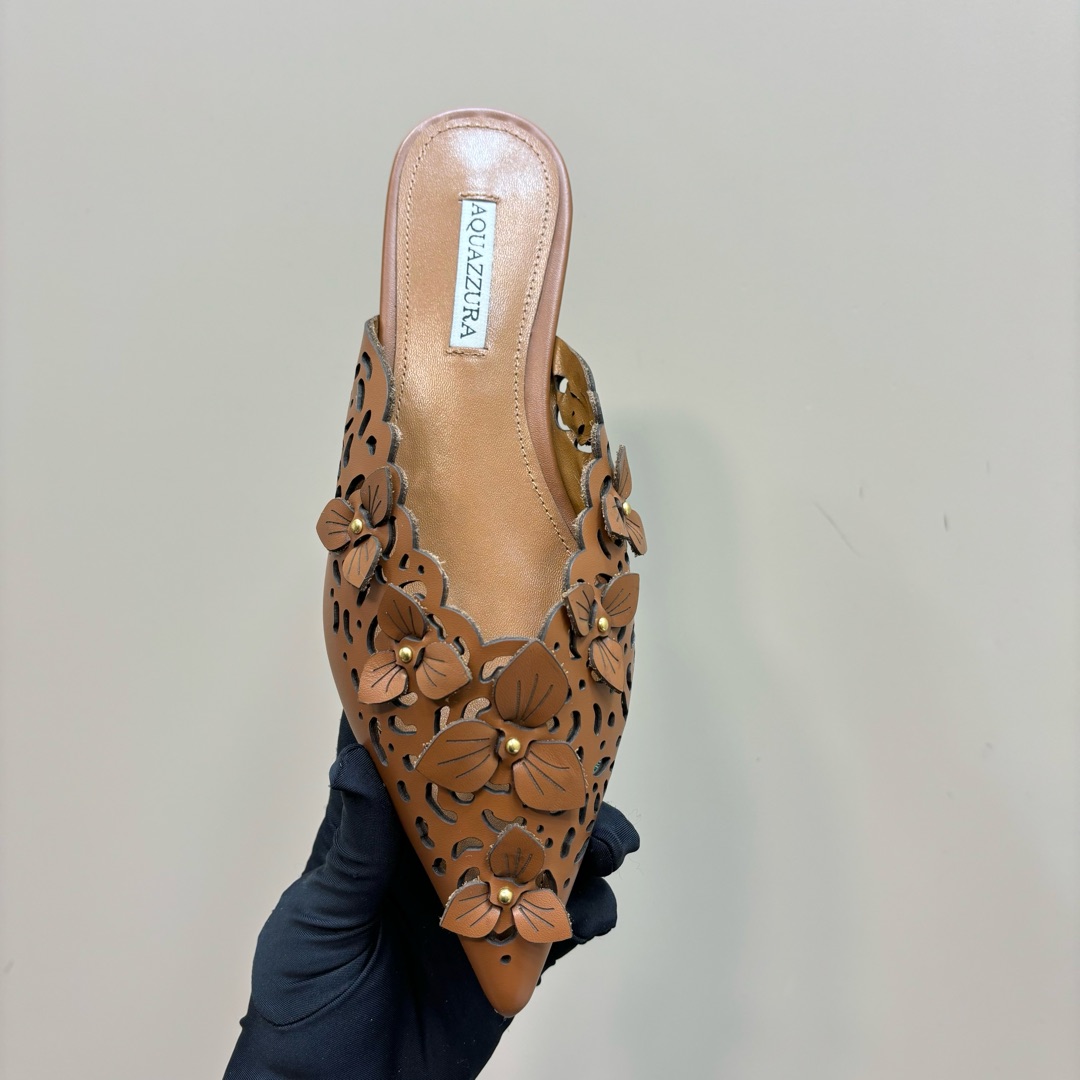 AQUAZURA Gold Pineapple 2025SS Summer Flats: Italian Crafted, Royal Design, Party-Ready. - 图片 8