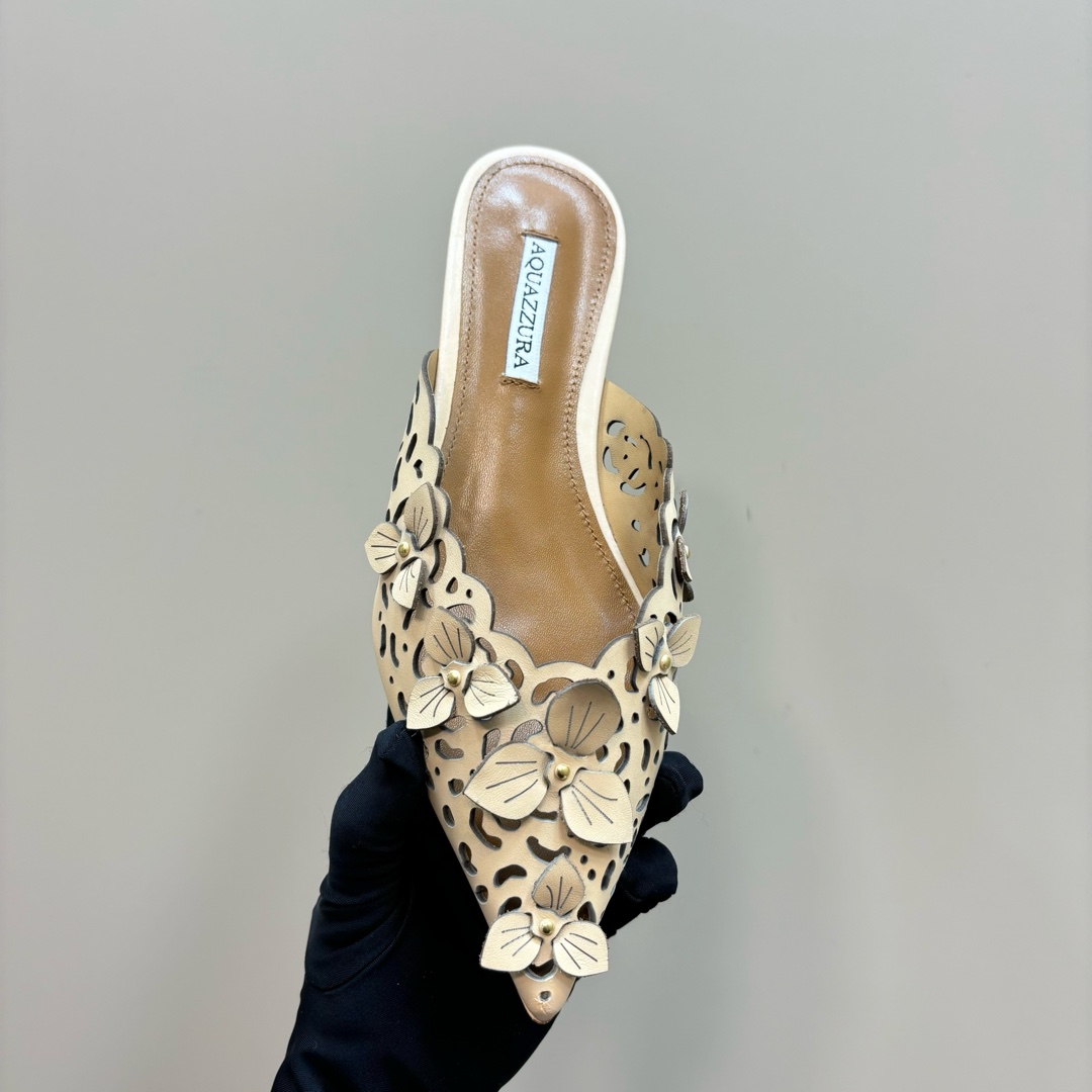Luxury Italian Aquazzura Pineapple Flats: Aristocratic Gold Summer Shoes - 图片 8