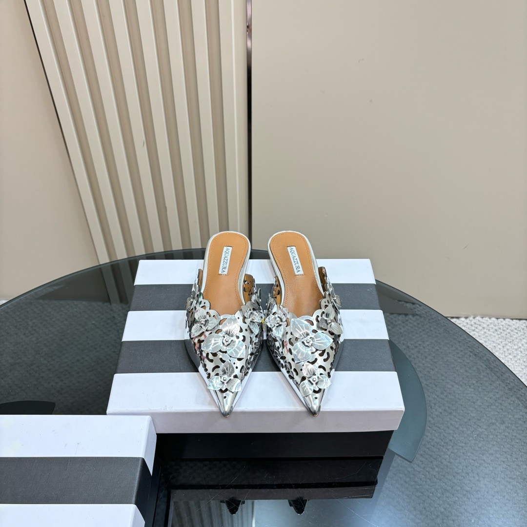 AQUAZURA Gold Pineapple Flats 2025SS: Italian Crafted, Elegant Design for Summer Parties - 图片 2