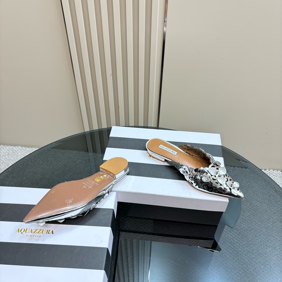 AQUAZURA Gold Pineapple Flats 2025SS: Italian Crafted, Elegant Design for Summer Parties - 图片 5