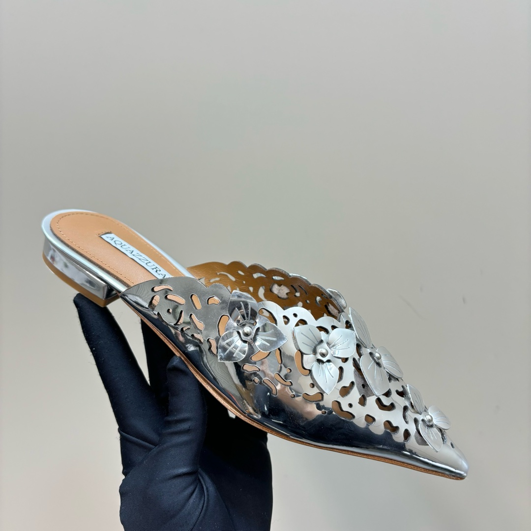 AQUAZURA Gold Pineapple Flats 2025SS: Italian Crafted, Elegant Design for Summer Parties - 图片 7
