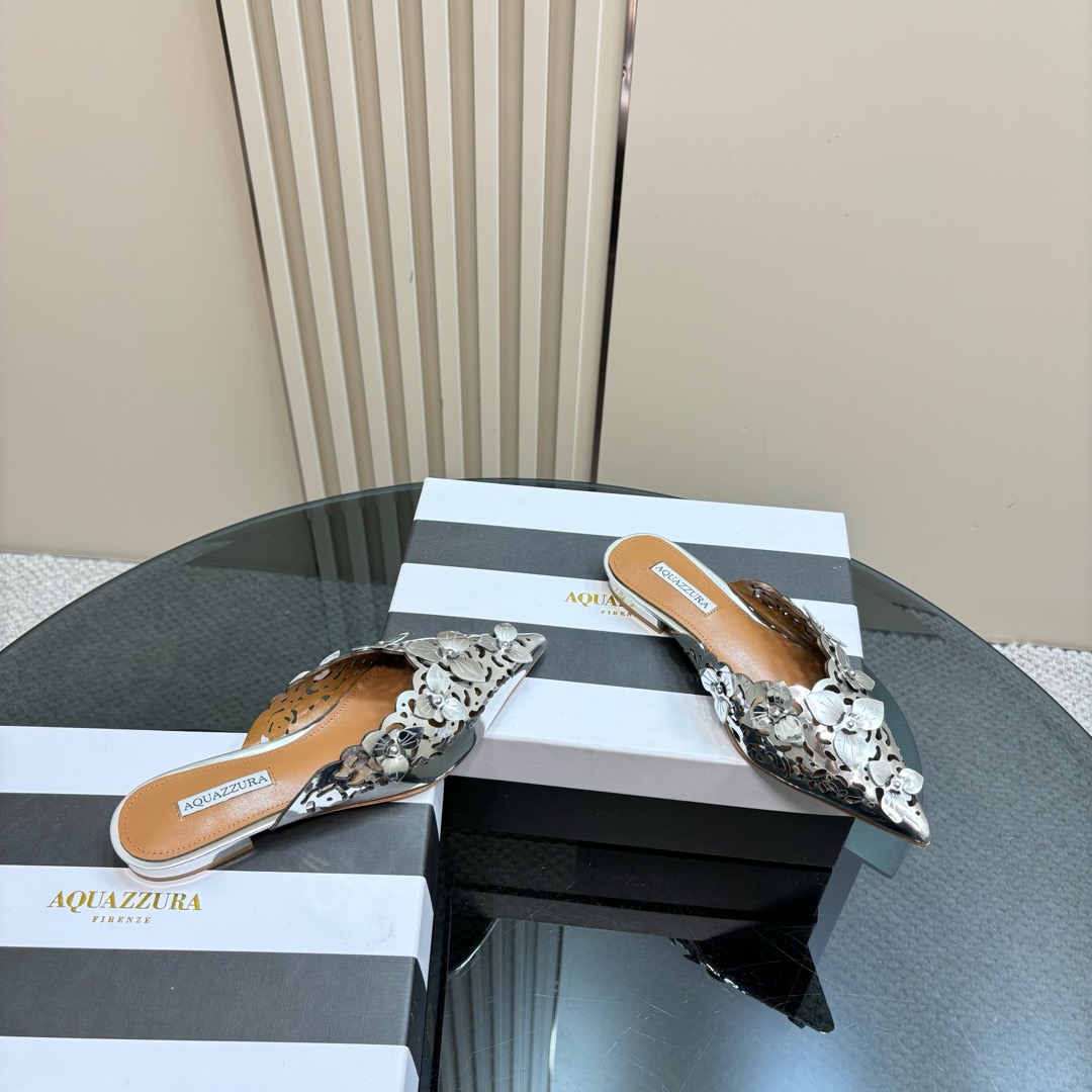 AQUAZURA Gold Pineapple Flats 2025SS: Italian Crafted, Elegant Design for Summer Parties - 图片 6