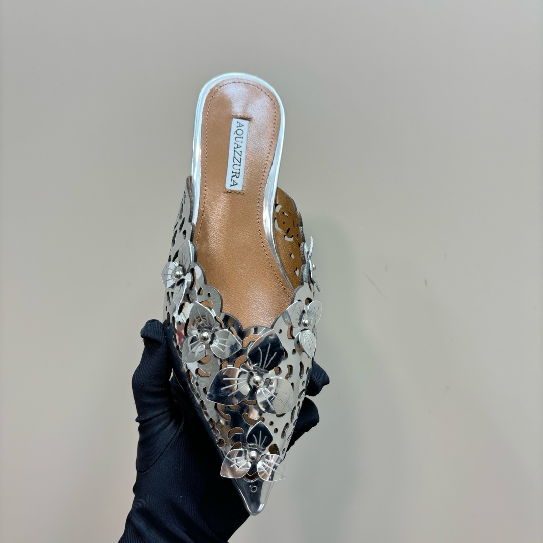 AQUAZURA Gold Pineapple Flats 2025SS: Italian Crafted, Elegant Design for Summer Parties - 图片 8