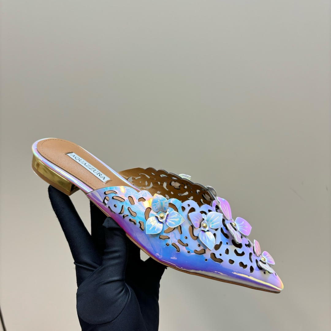 AQUAZURA Gold Pineapple Flats: Italian Craftsmanship, Royal Design, Premium Quality. - 图片 7