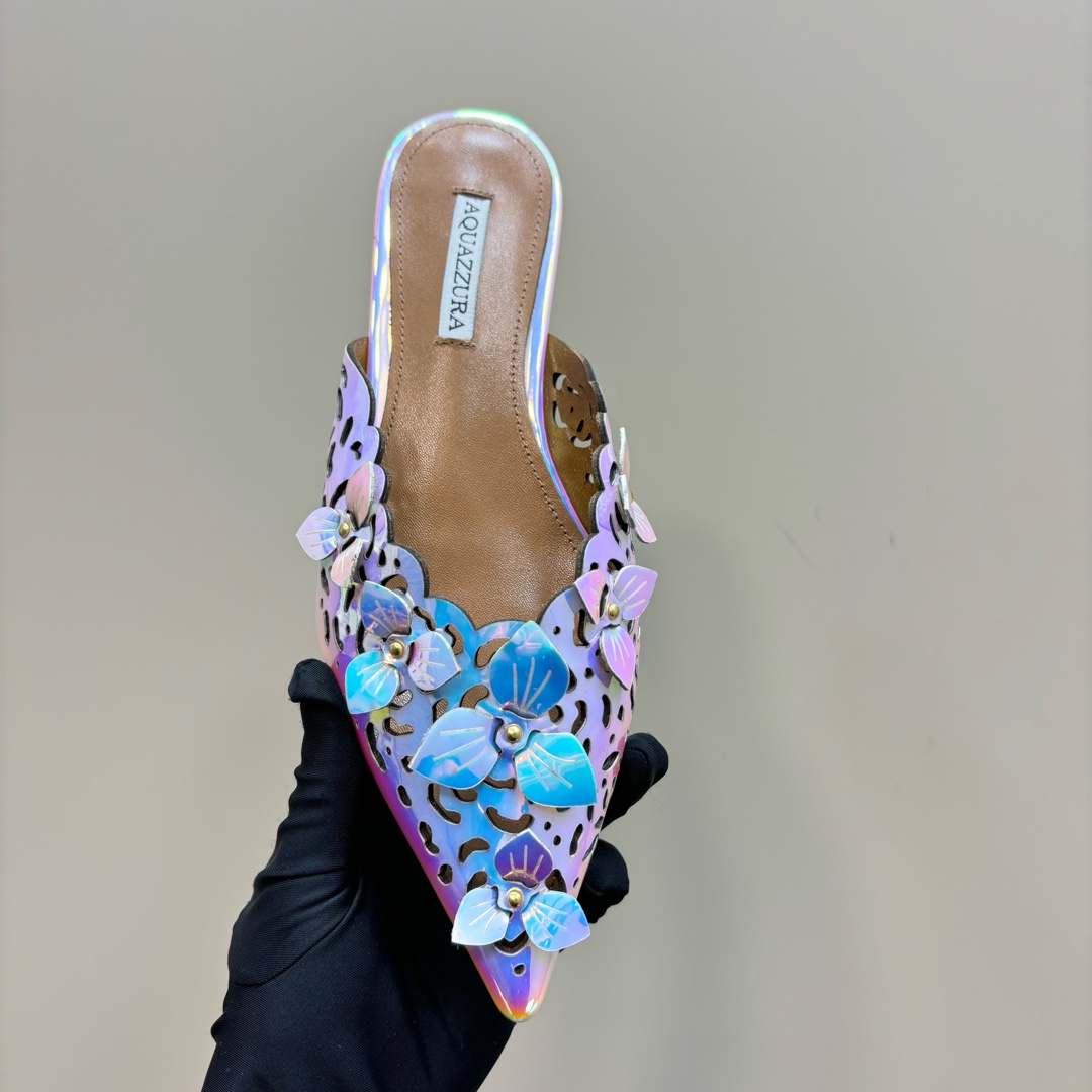 AQUAZURA Gold Pineapple Flats: Italian Craftsmanship, Royal Design, Premium Quality. - 图片 8