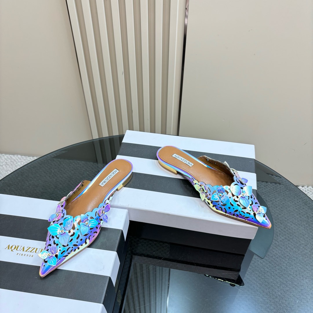 AQUAZURA Gold Pineapple Flats: Italian Craftsmanship, Royal Design, Premium Quality. - 图片 4