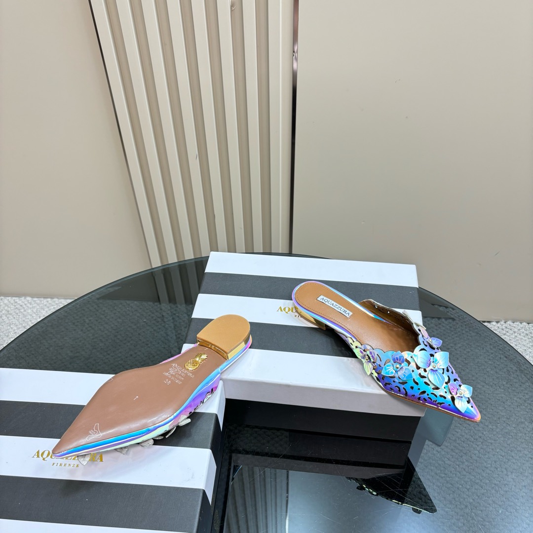 AQUAZURA Gold Pineapple Flats: Italian Craftsmanship, Royal Design, Premium Quality. - 图片 5