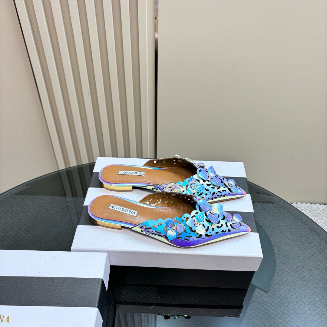 AQUAZURA Gold Pineapple Flats: Italian Craftsmanship, Royal Design, Premium Quality. - 图片 3