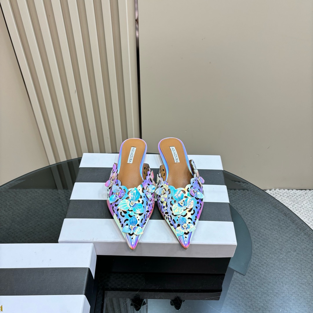 AQUAZURA Gold Pineapple Flats: Italian Craftsmanship, Royal Design, Premium Quality. - 图片 2