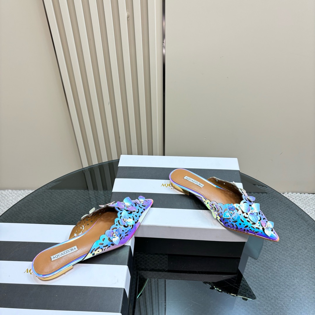 AQUAZURA Gold Pineapple Flats: Italian Craftsmanship, Royal Design, Premium Quality. - 图片 6