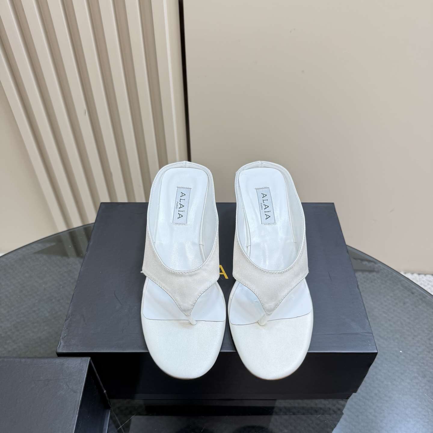 ALAÏA High Love White Silk Wedge Thong Sandals 4 i1742297161417 6256 0 1