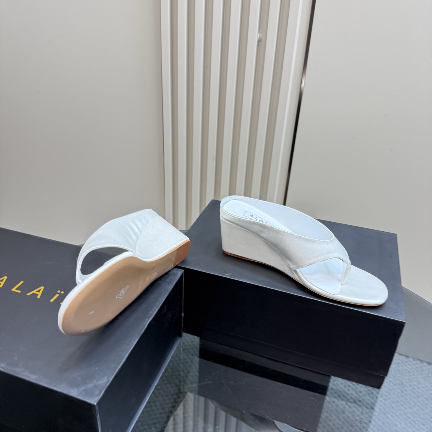 ALAÏA High Love White Silk Wedge Thong Sandals 8 i1742297161422 9305 0 5