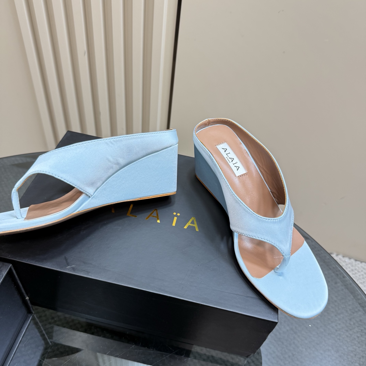 ALAÏA High Love Silk Wedge Sandals Designer Women's Fashion Shoes 5 i1742297181060 7532 0 2