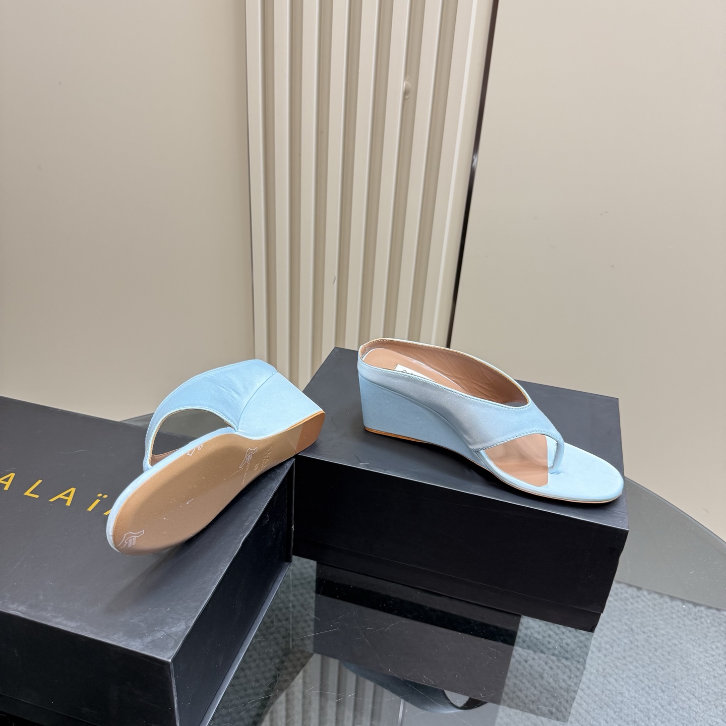 ALAÏA High Love Silk Wedge Sandals Designer Women's Fashion Shoes 8 i1742297182465 7566 0 5