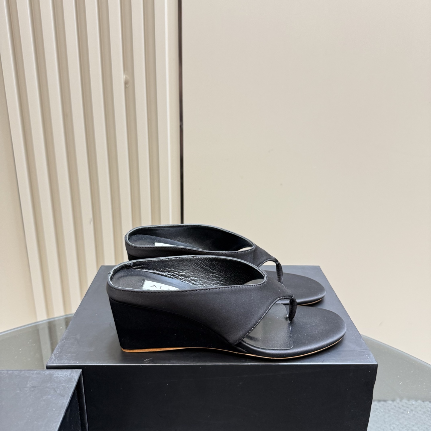 ALAÏA HIGH LOVE Black Silk Wedge Thong Sandals - Elegant & Comfortable 6 i1742297200034 8291 0 3