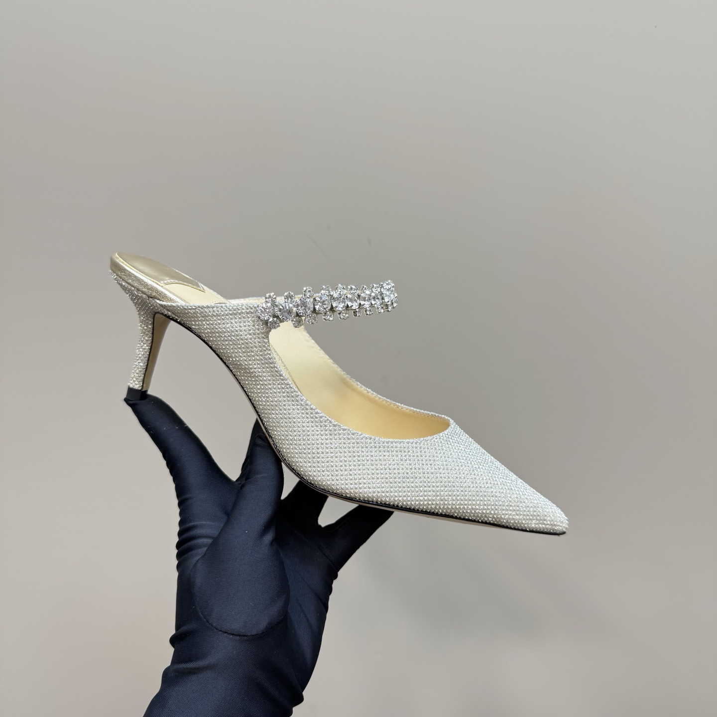 Jimmy Choo Women's Diamond Chain Pointed Toe High Heel Mules - Silver 2 i1742382618146 6537 0 6