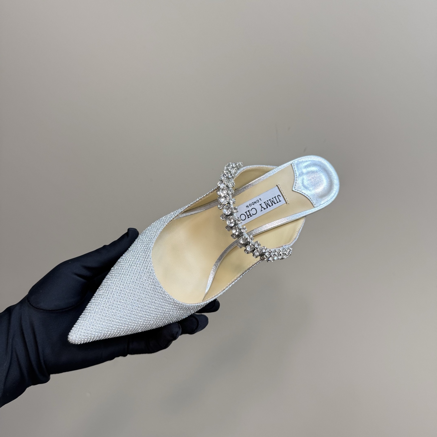 Jimmy Choo Crystal Embellished Pointed-Toe Heeled Mules, Silver Glitter Finish 9 i1742382659230 2331 0 7